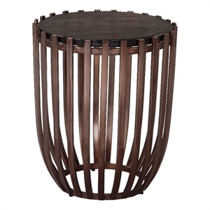 ZUO Kafig Recycled Sand Cast Glass and Iron End Table in Bronze
