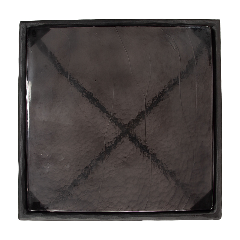 ZUO Cloe Recycled Sand Cast Glass and Aluminum End Table in Black