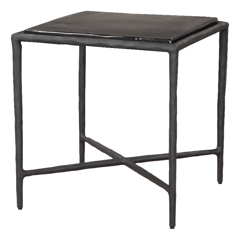 ZUO Cloe Recycled Sand Cast Glass and Aluminum End Table in Black