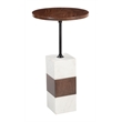 ZUO Stuk Marble and Wood End Table in Brown & White