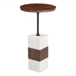 ZUO Stuk Marble and Wood End Table in Brown & White