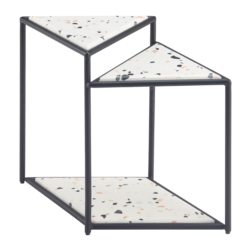 ZUO Miste Faux Terrazzo Stone Top Side Table in Multi-Color/Black Base