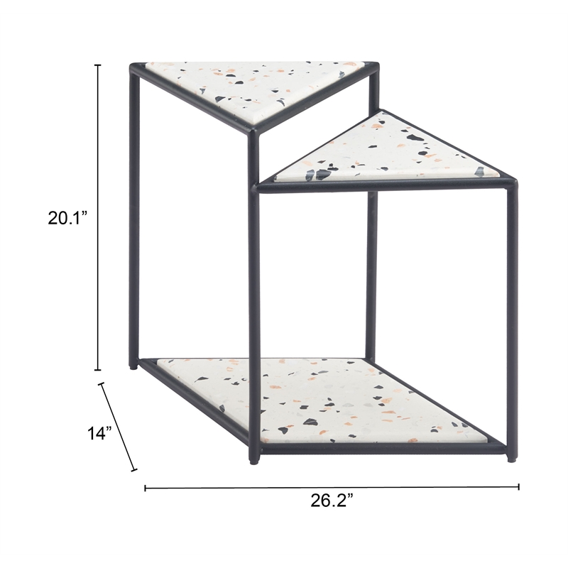 ZUO Miste Faux Terrazzo Stone Top Side Table in Multi-Color/Black Base