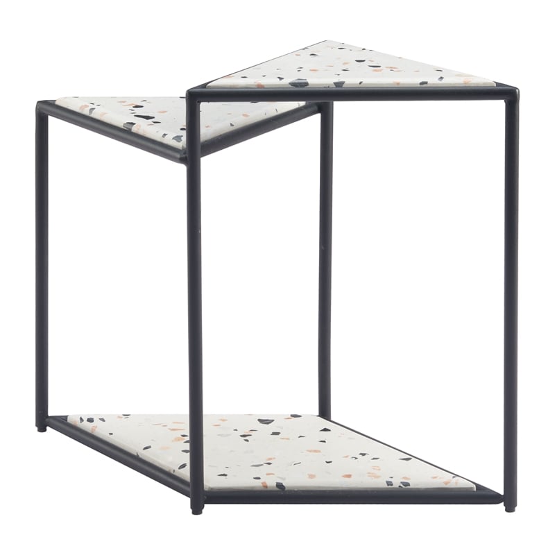 ZUO Miste Faux Terrazzo Stone Top Side Table in Multi-Color/Black Base