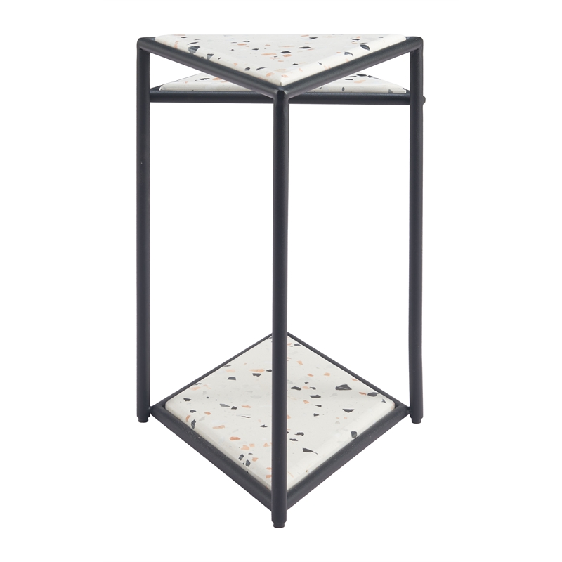 ZUO Miste Faux Terrazzo Stone Top Side Table in Multi-Color/Black Base
