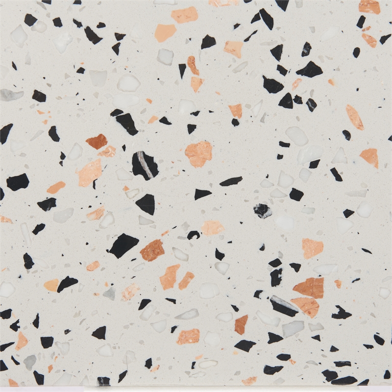 ZUO Miste Faux Terrazzo Stone Top Side Table in Multi-Color/Black Base