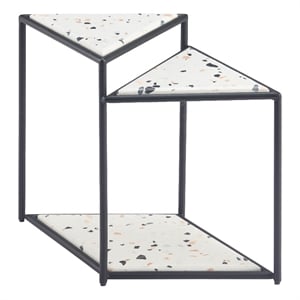 ZUO Miste Faux Terrazzo Stone Top Side Table in Multi-Color/Black Base