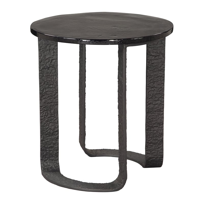 ZUO Divin Recycled Sand Cast Glass and Aluminum End Table in Black