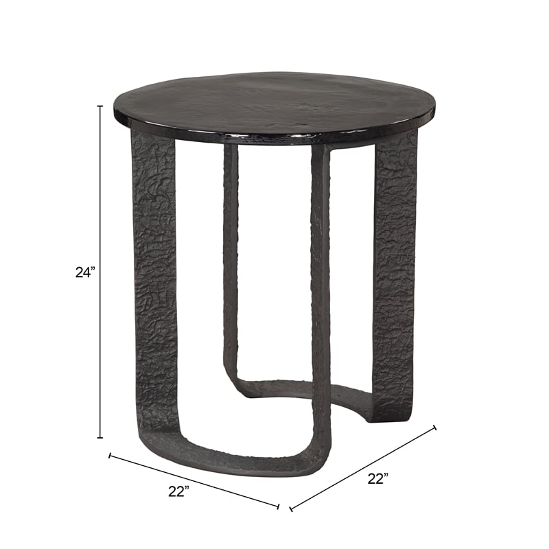 ZUO Divin Recycled Sand Cast Glass and Aluminum End Table in Black