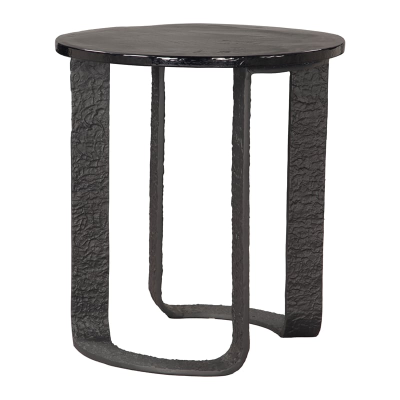 ZUO Divin Recycled Sand Cast Glass and Aluminum End Table in Black