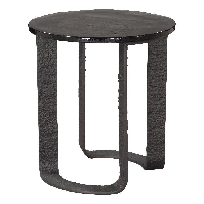ZUO Divin Recycled Sand Cast Glass and Aluminum End Table in Black