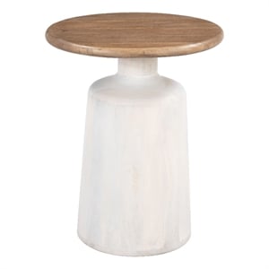 ZUO Goblet Solid Mango Wood End Table in Brown & White