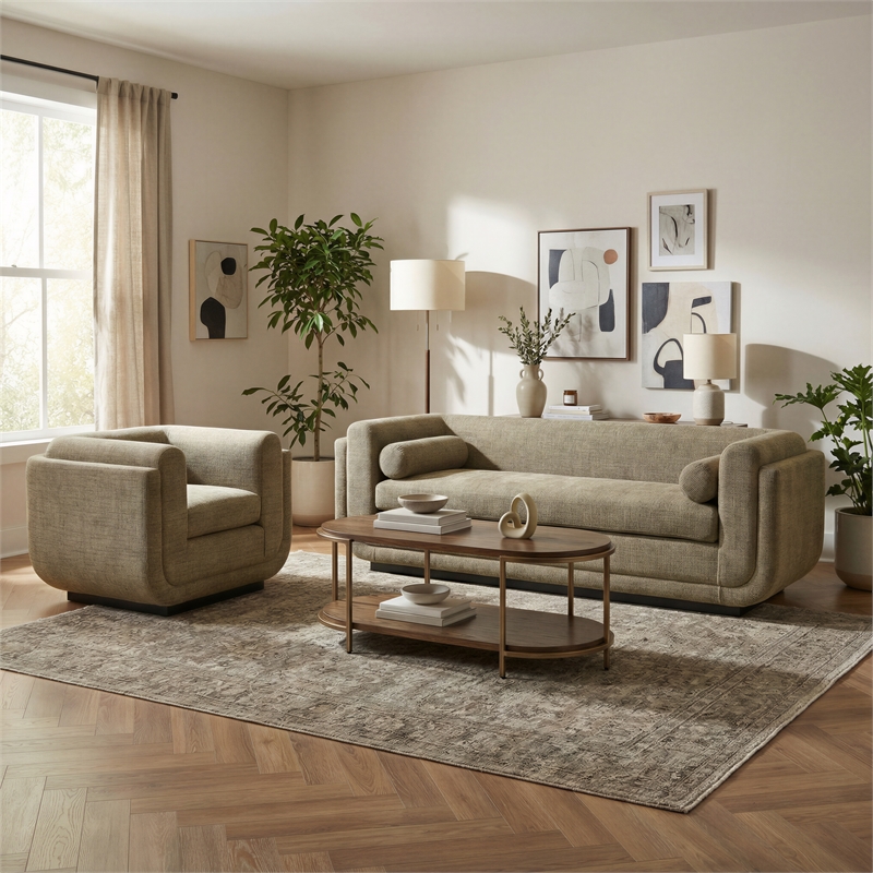 Sereneu Accent Chair Green Tweed
