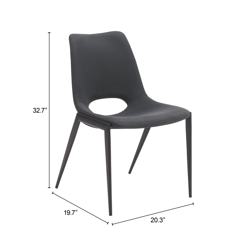 Desi Armless Dining Chair (Set of 2) Black