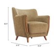 ZUO Hako Velveteen Strips Corduroy Fabric Accent Chair in Olive Green