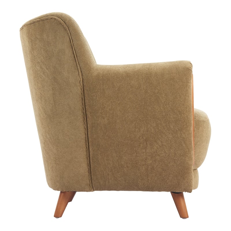 ZUO Hako Velveteen Strips Corduroy Fabric Accent Chair in Olive Green