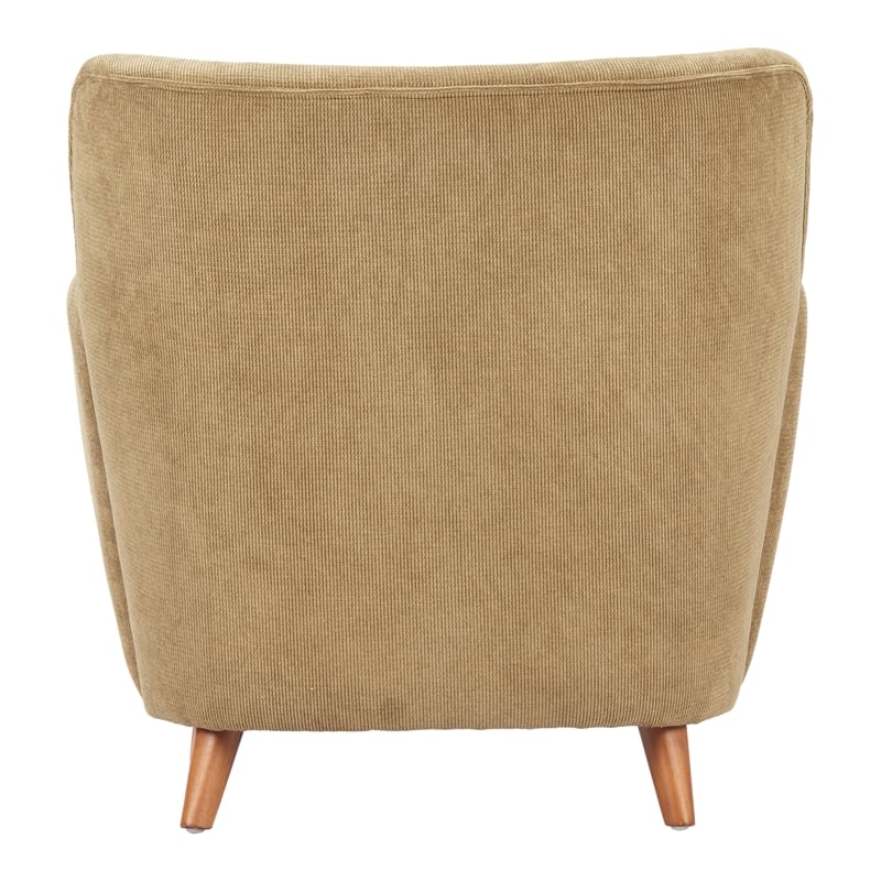 ZUO Hako Velveteen Strips Corduroy Fabric Accent Chair in Olive Green