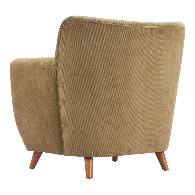 ZUO Hako Velveteen Strips Corduroy Fabric Accent Chair in Olive Green