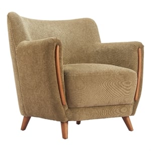 ZUO Hako Velveteen Strips Corduroy Fabric Accent Chair in Olive Green