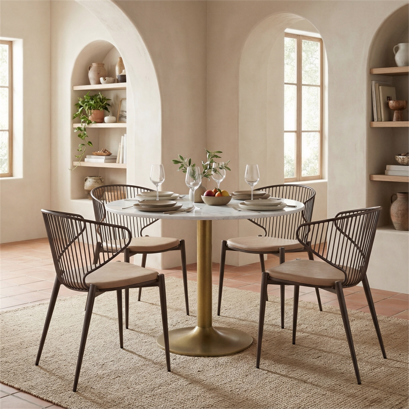 Silues Dining Chair (Set of 2) Taupe & Brown