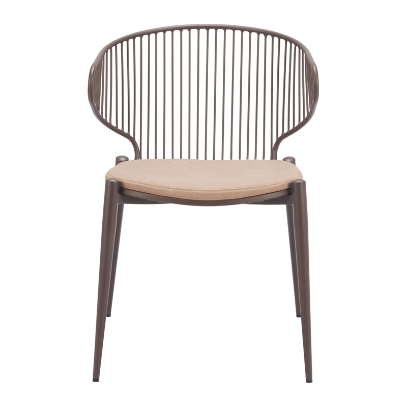 Silues Dining Chair (Set of 2) Taupe & Brown