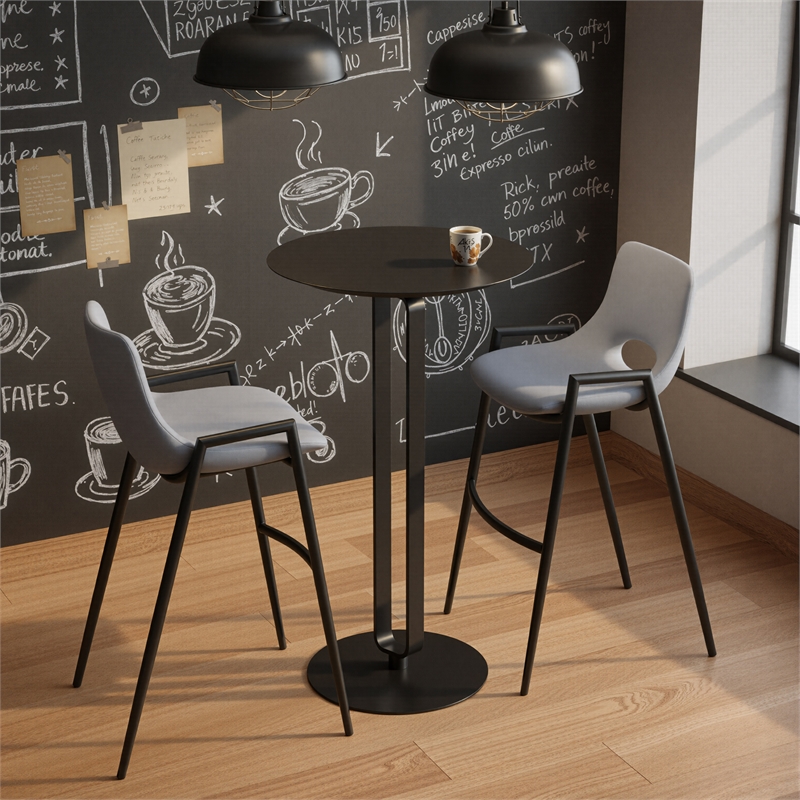ZUO Derry MDF Top and Steel Frame Bar Table in Black