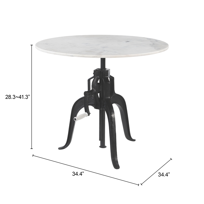 ZUO Mufid Marble and Iron Bistro Table in White & Black