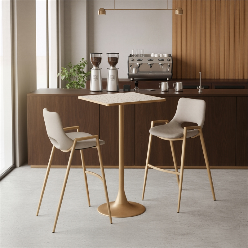 Spot Bar Table Beige & Gold