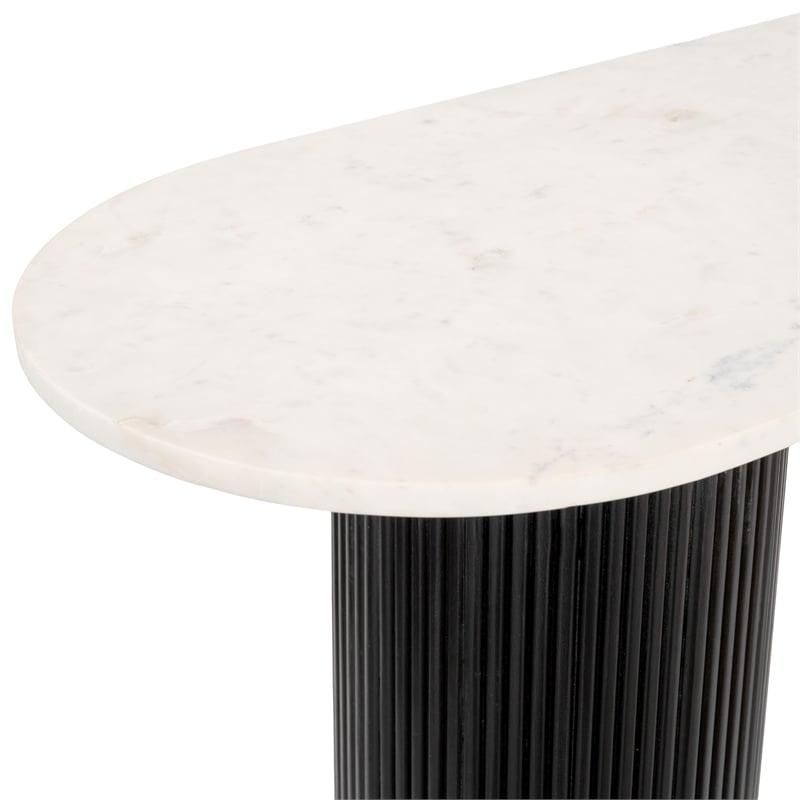 ZUO Izola Marble Top and Solid Wood Base Console Table in White & Black