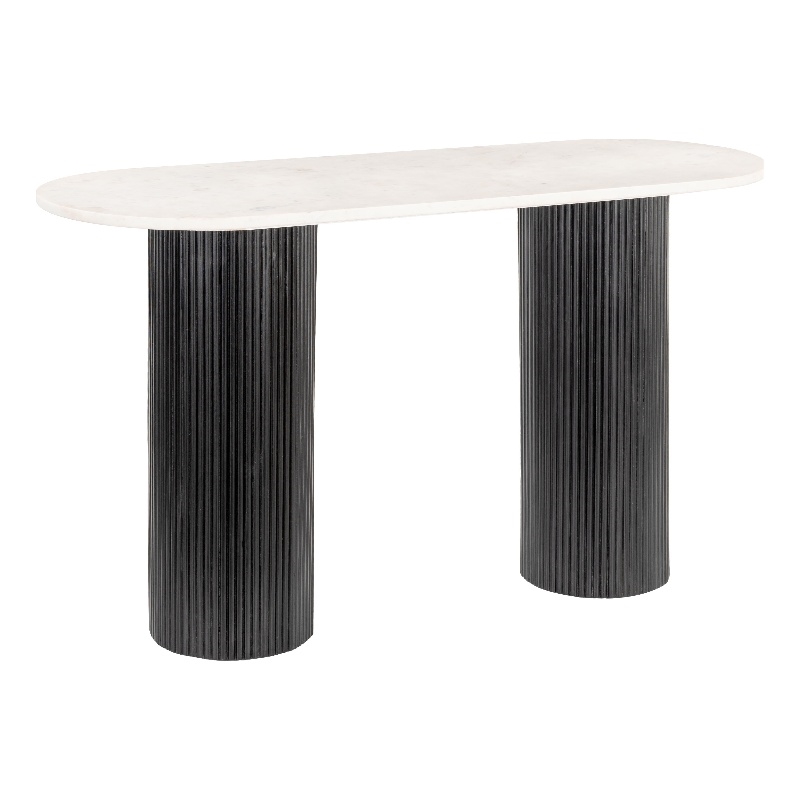 ZUO Izola Marble Top and Solid Wood Base Console Table in White & Black