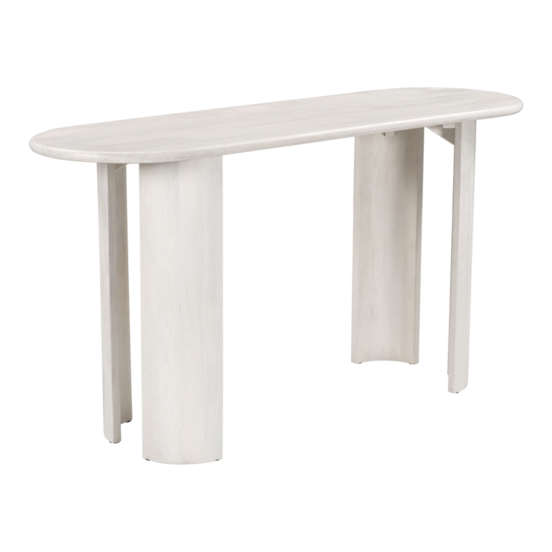 ZUO Risan Acacia Wood Top Console Table in Whitewashed