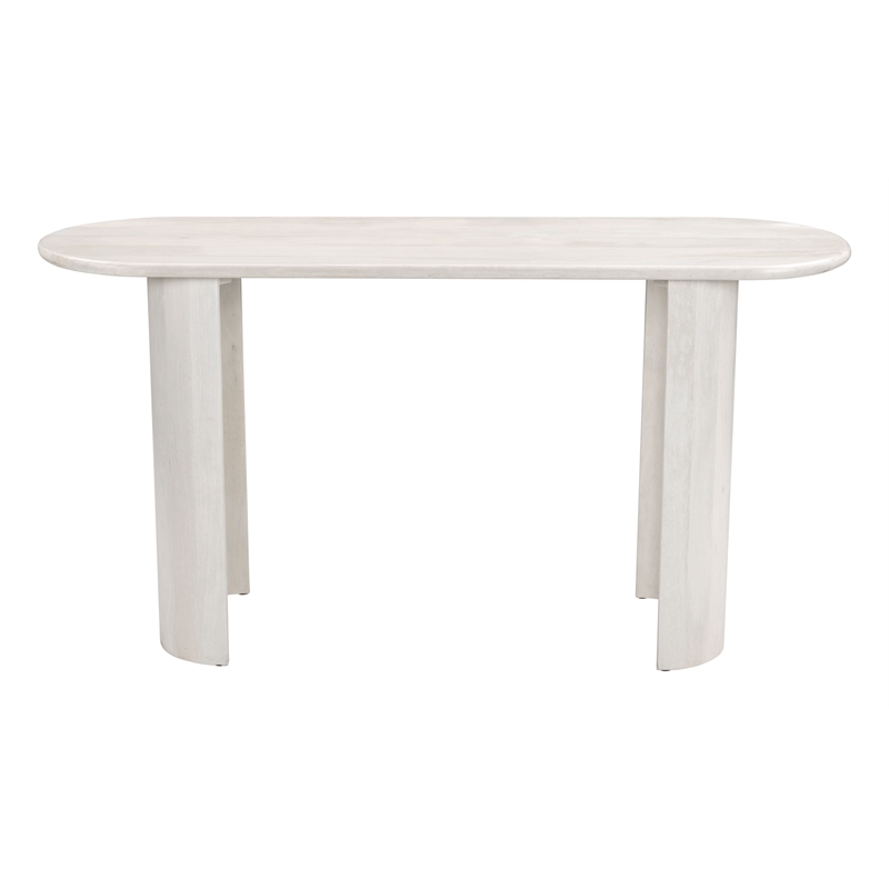 ZUO Risan Acacia Wood Top Console Table in Whitewashed