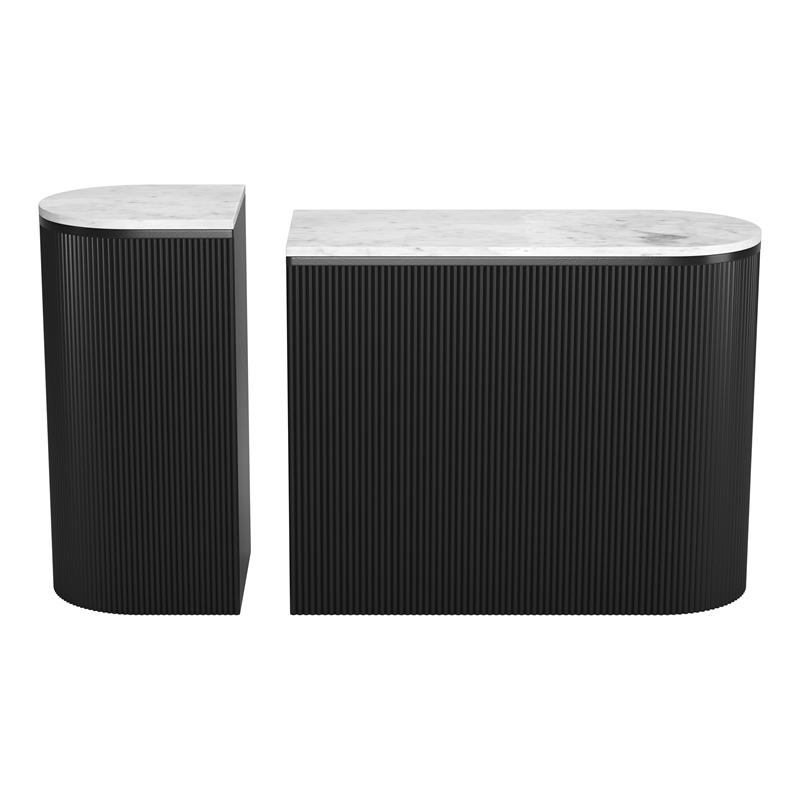 ZUO Ormara Marble-Top Console Table Set in White & Black (Set of 2)