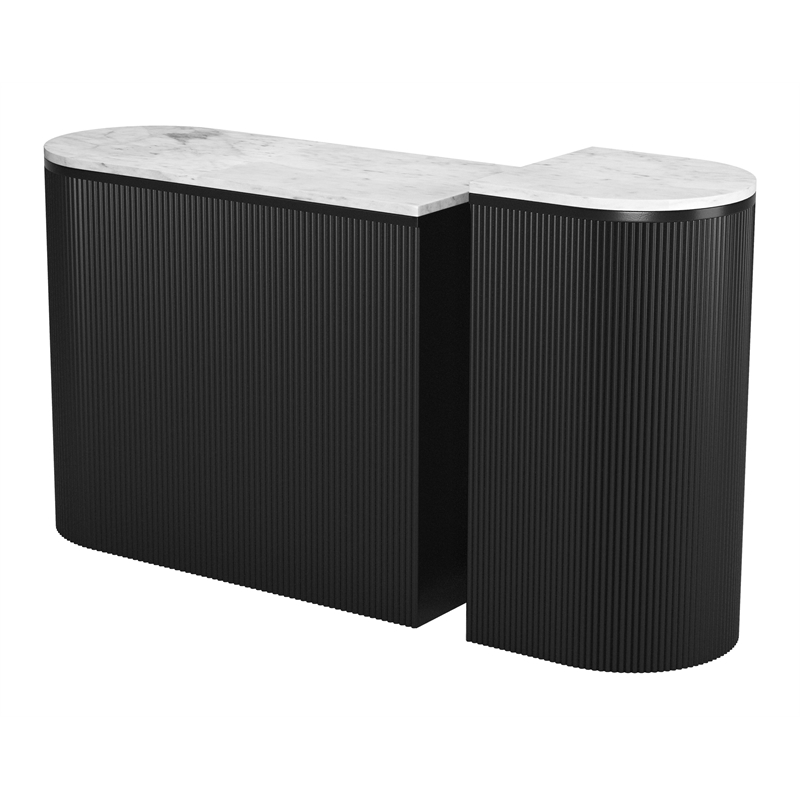ZUO Ormara Marble-Top Console Table Set in White & Black (Set of 2)