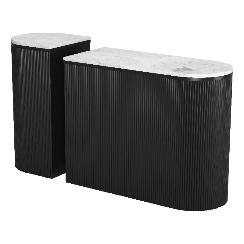 ZUO Ormara Marble-Top Console Table Set in White & Black (Set of 2)