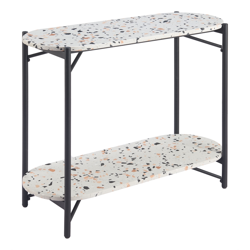 ZUO Tuxedo Faux Terrazzo Stone Oval Console Table in Multi-Color