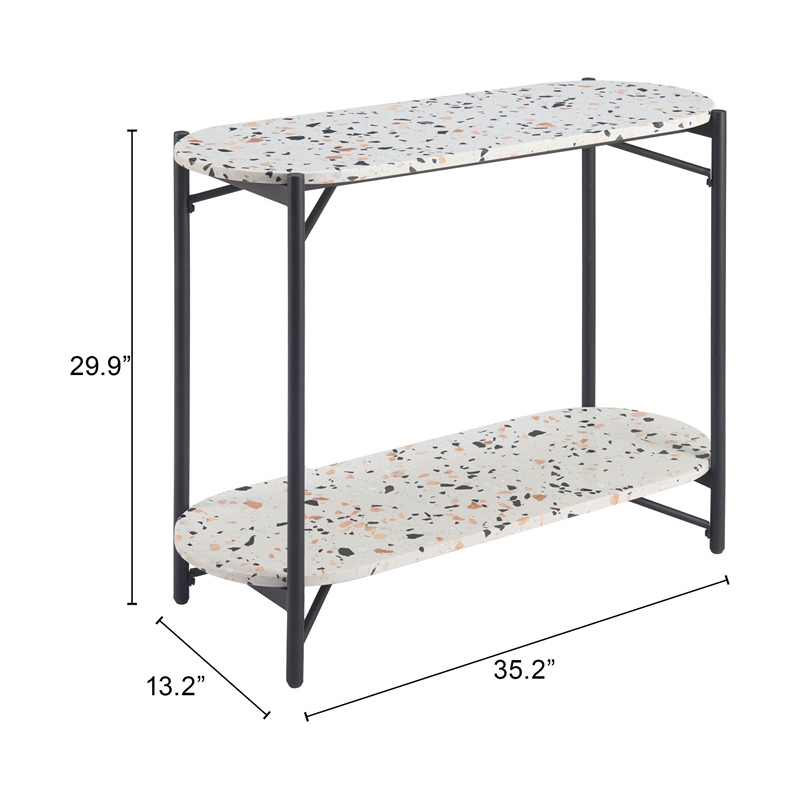 ZUO Tuxedo Faux Terrazzo Stone Oval Console Table in Multi-Color