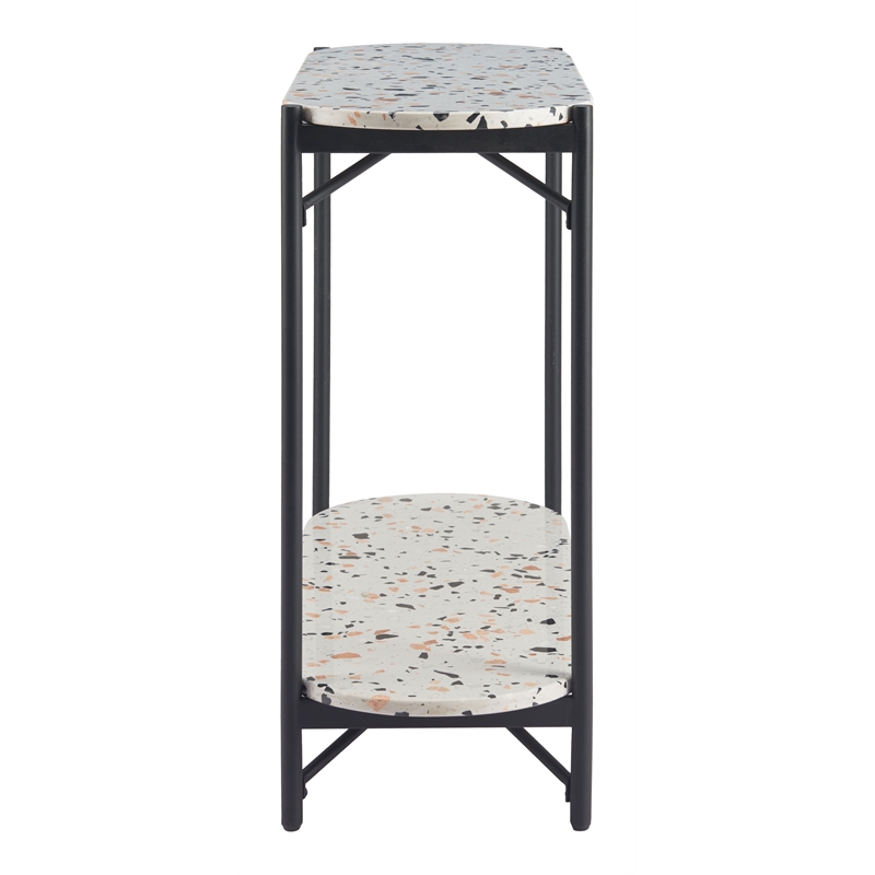 ZUO Tuxedo Faux Terrazzo Stone Oval Console Table in Multi-Color