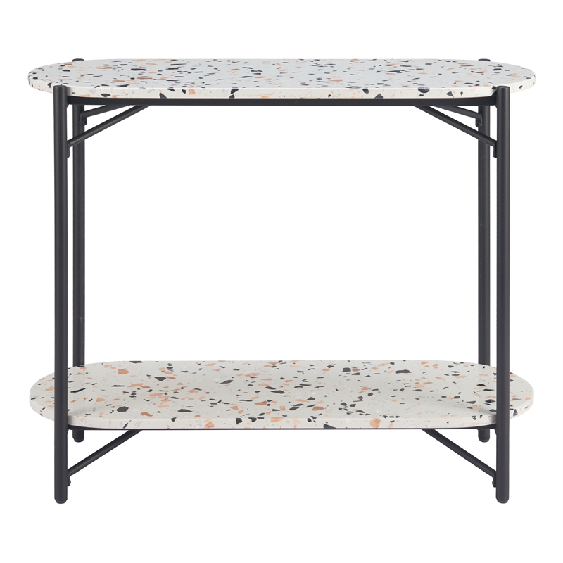 ZUO Tuxedo Faux Terrazzo Stone Oval Console Table in Multi-Color