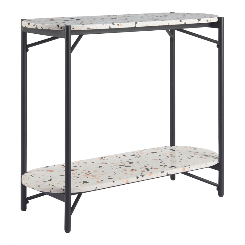 ZUO Tuxedo Faux Terrazzo Stone Oval Console Table in Multi-Color