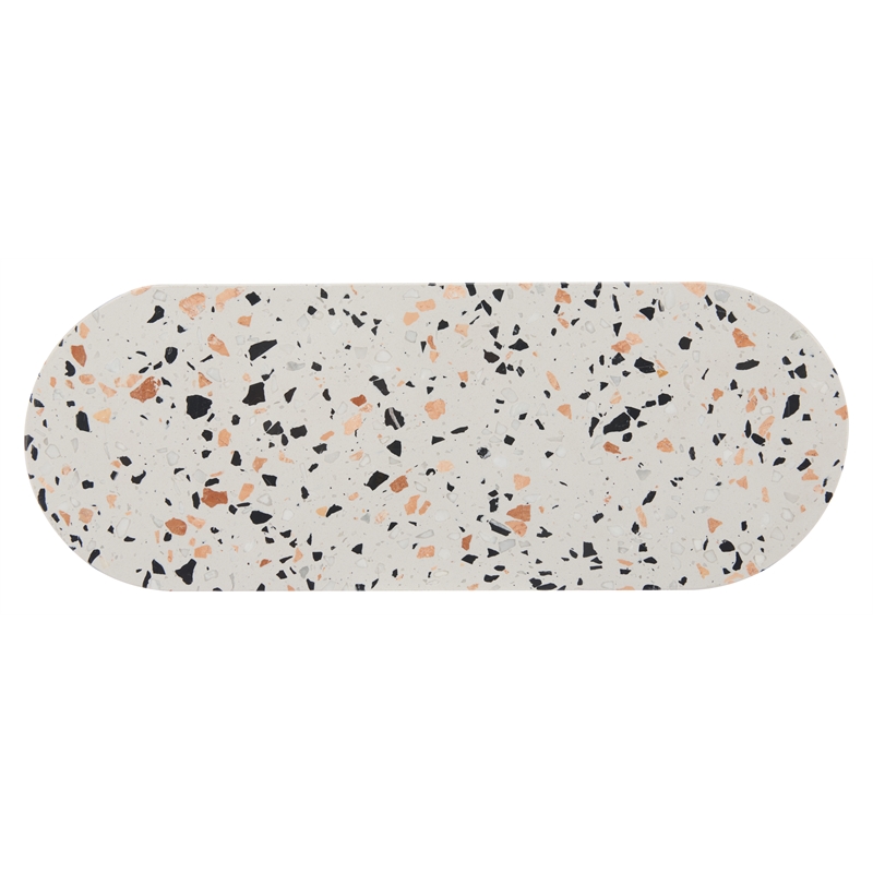ZUO Tuxedo Faux Terrazzo Stone Oval Console Table in Multi-Color