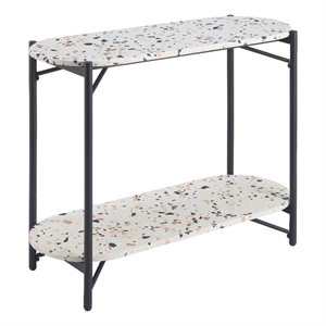 ZUO Tuxedo Faux Terrazzo Stone Oval Console Table in Multi-Color