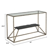 ZUO Ranol Glass-Top and Iron Frame Console Table in Brass