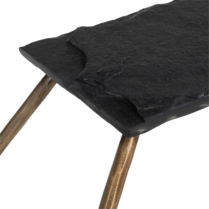 ZUO Ranol Glass-Top and Iron Frame Console Table in Brass