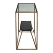 ZUO Ranol Glass-Top and Iron Frame Console Table in Brass