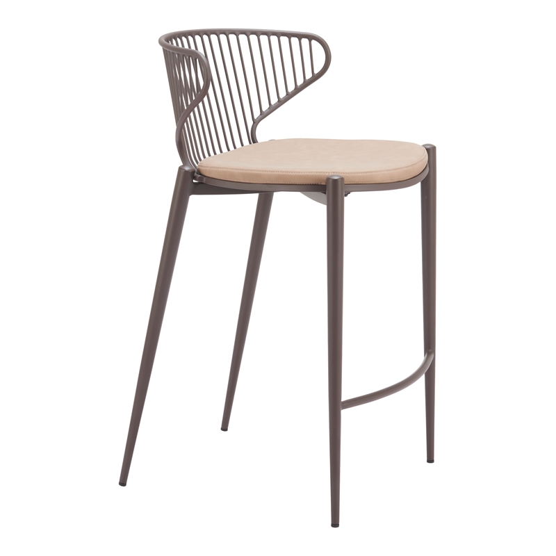 Silues Counter Stool (Set of 2) Taupe & Brown