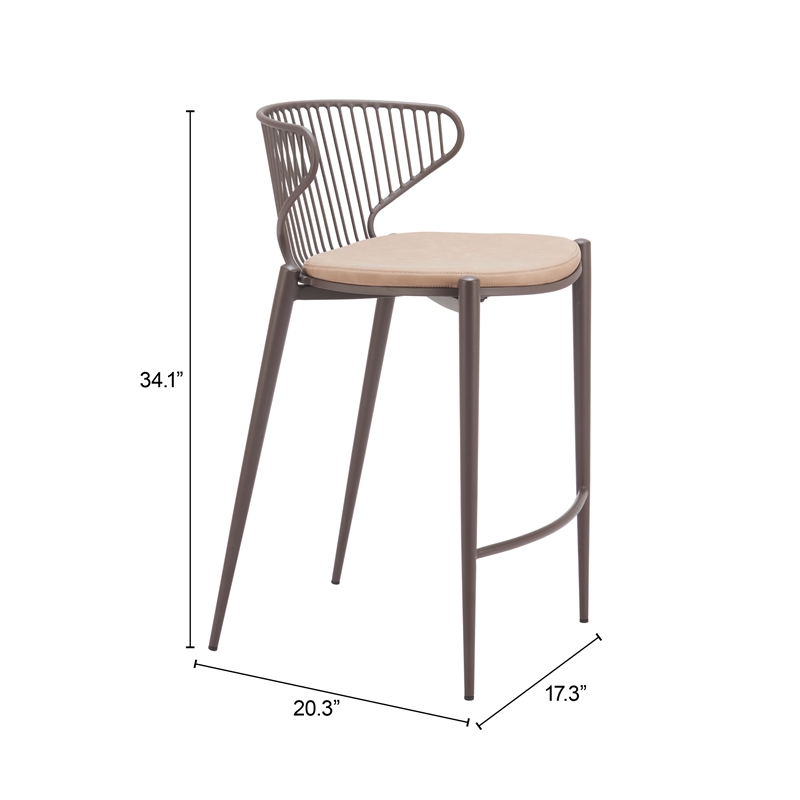 Silues Counter Stool (Set of 2) Taupe & Brown