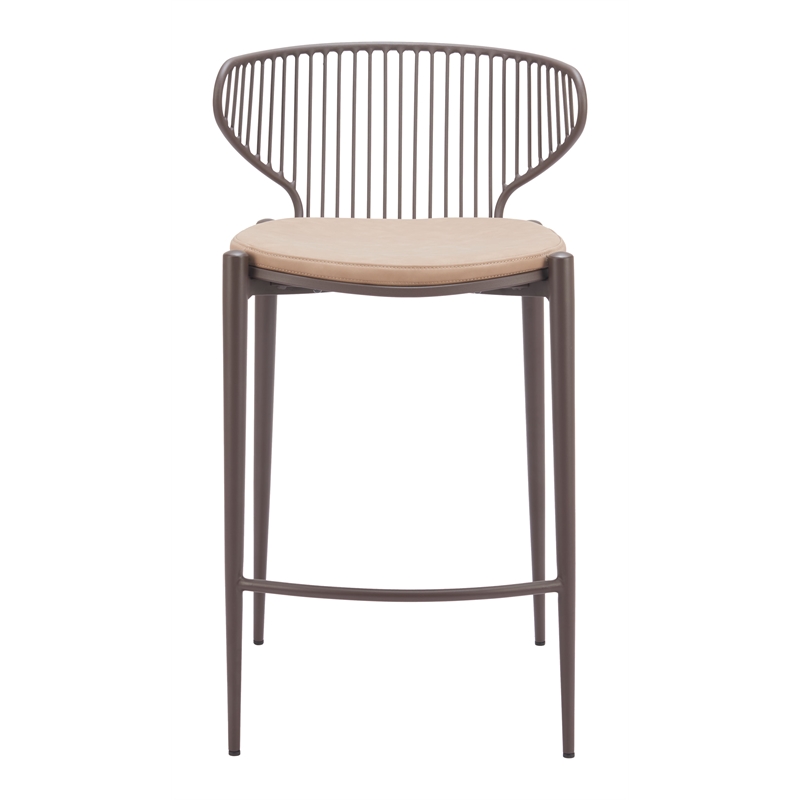 Silues Counter Stool (Set of 2) Taupe & Brown