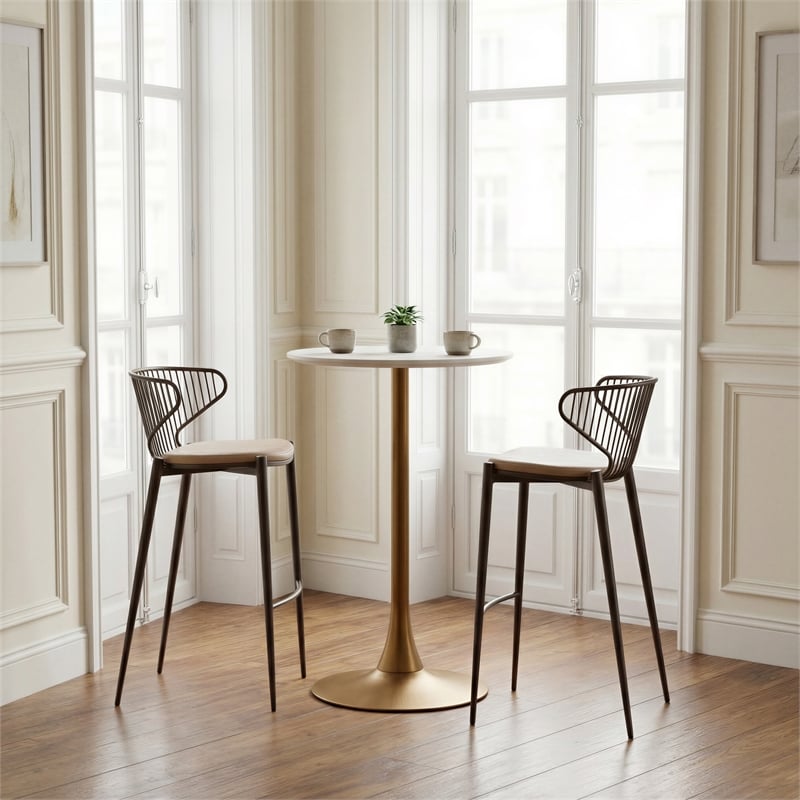 Silues Barstool (Set of 2) Taupe & Brown