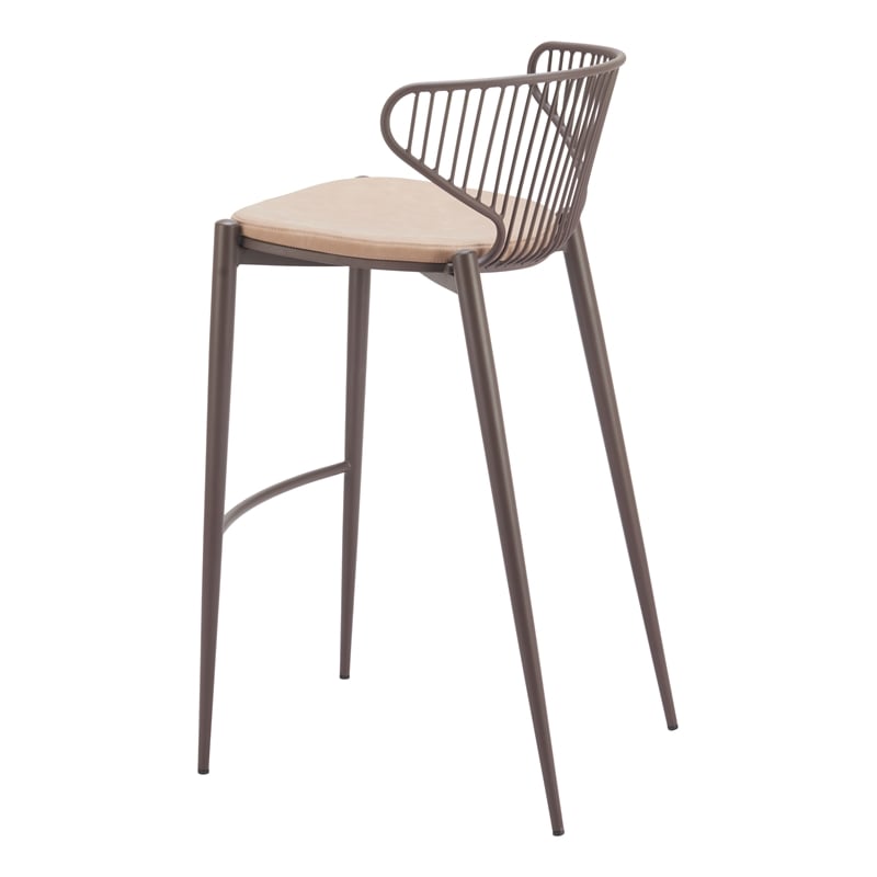 Silues Barstool (Set of 2) Taupe & Brown